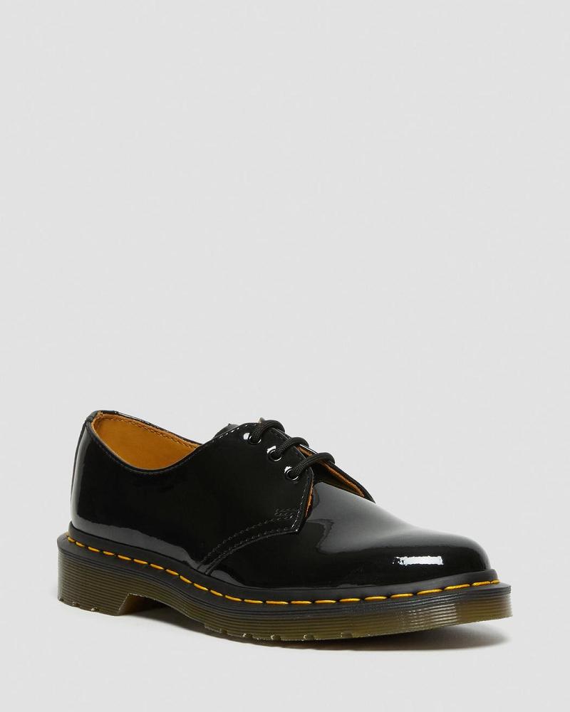 Dr Martens 1461 Lak Læder Oxford Sko Dame Sort | DK 363FDN